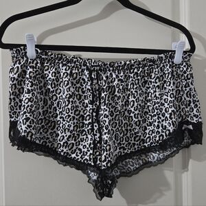 Victoria's Secret Satin Leopard Printed Lace Trim PJ Shorts